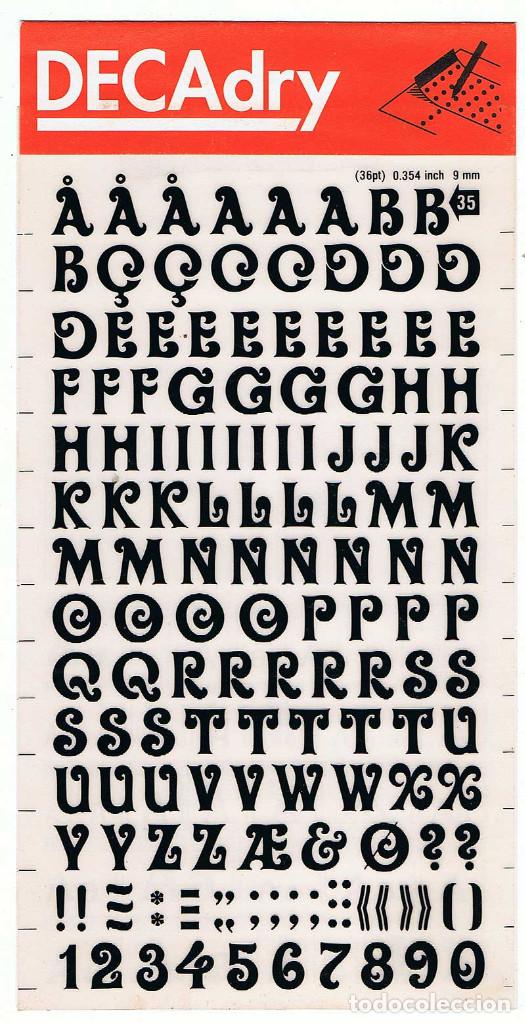 Novo: Decadry. Letras transferibles N&ordm; 35 (36pt) 9 mm. 1 hoja