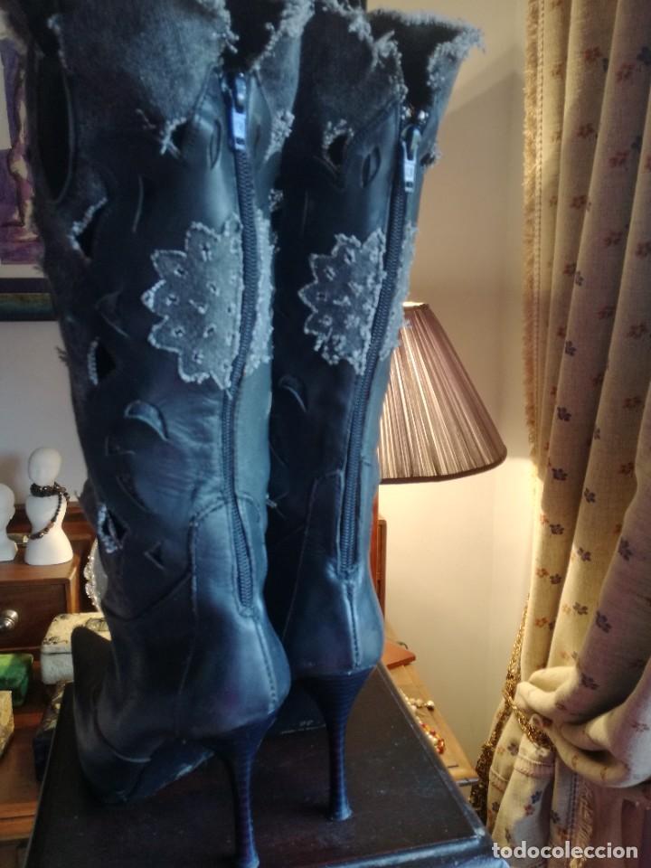 bota alta. piel y tela vaquera. fcdo. italia. n - Comprar Artículos nuevos  en todocoleccion - 208100485