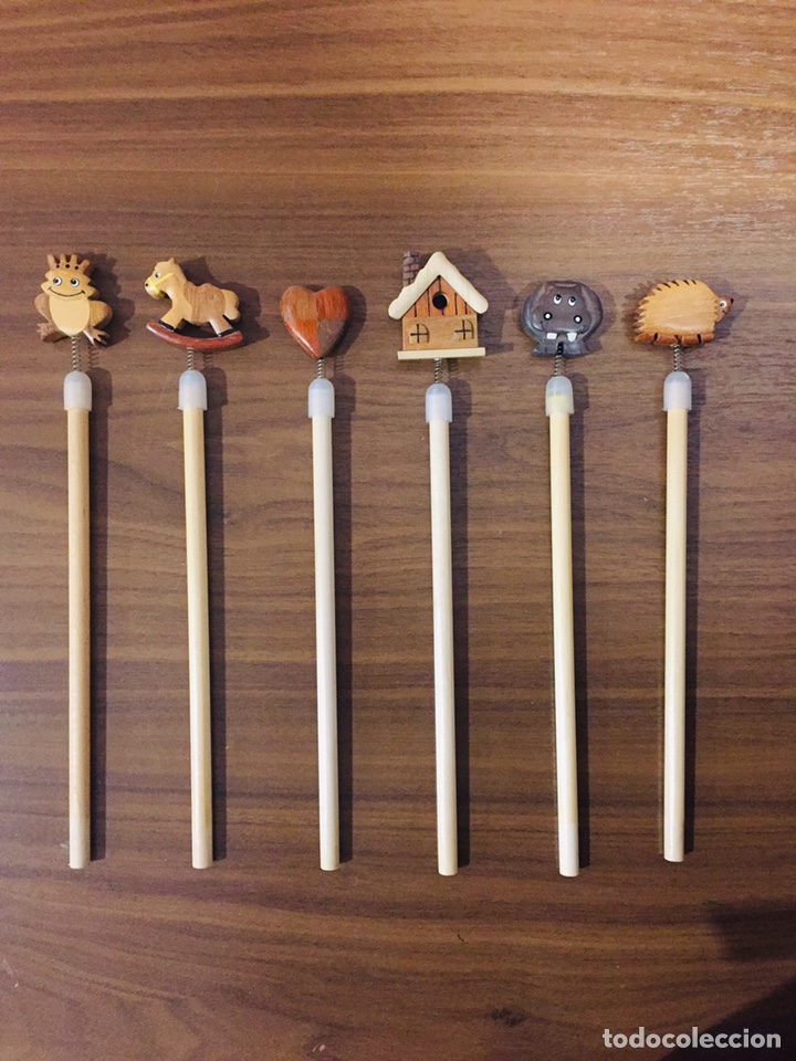 Nuevo: 6 L&aacute;pices de Madera con motivos de madera - Foto 1
