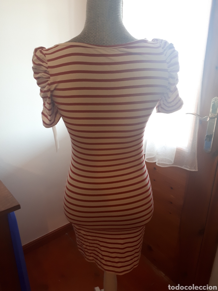 Nuevo: Vestido rayas blanco y rojo el&aacute;stico S-M - Foto 3
