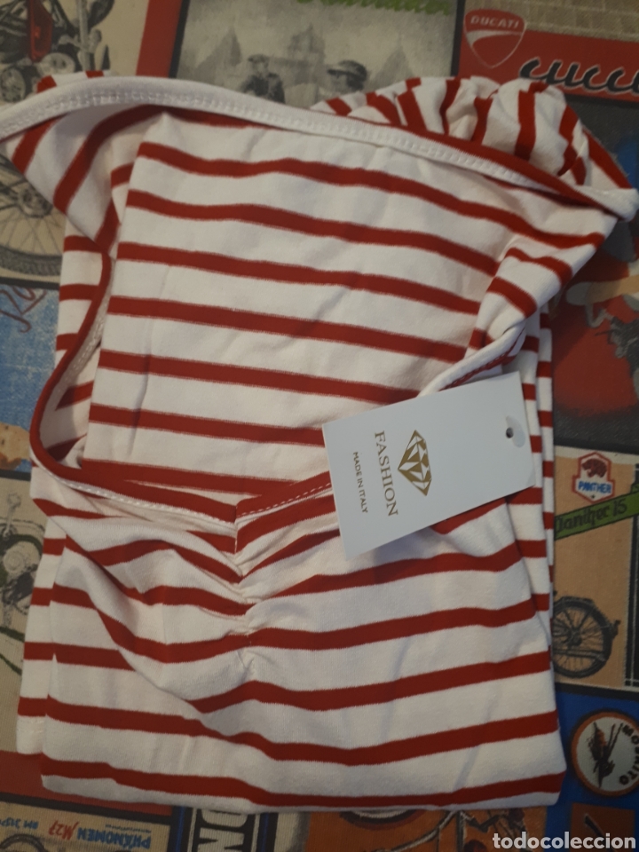 Nuevo: Vestido rayas blanco y rojo el&aacute;stico S-M - Foto 4