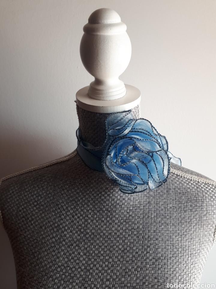 Nuevo: Lazo bufanda collar coletero cuello flor azul - Foto 1