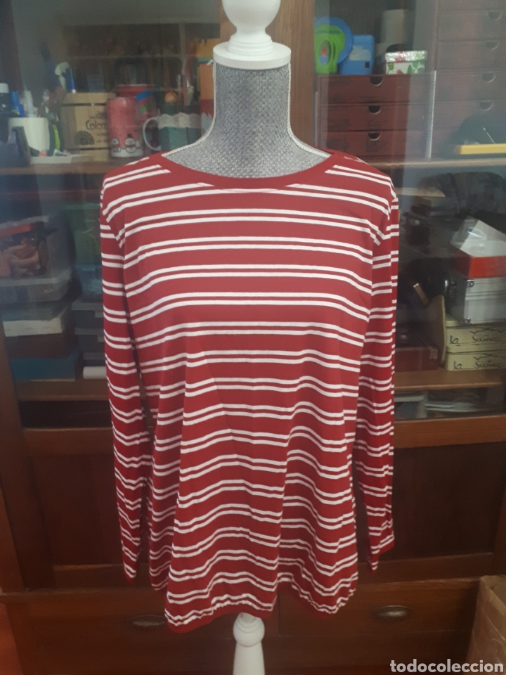 Camiseta rayas roja y blanca manga larga talla 44-46