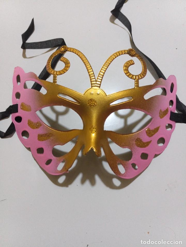 Nuevo: M&aacute;scara disfraz mariposa oro y rosa - Foto 1