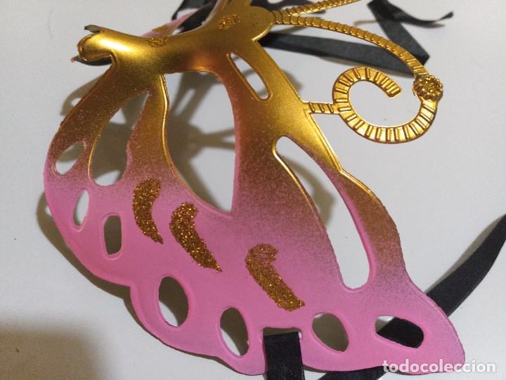 Nuevo: M&aacute;scara disfraz mariposa oro y rosa - Foto 4