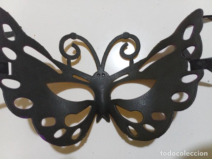 Nuevo: M&aacute;scara disfraz mariposa morado y oro - Foto 5