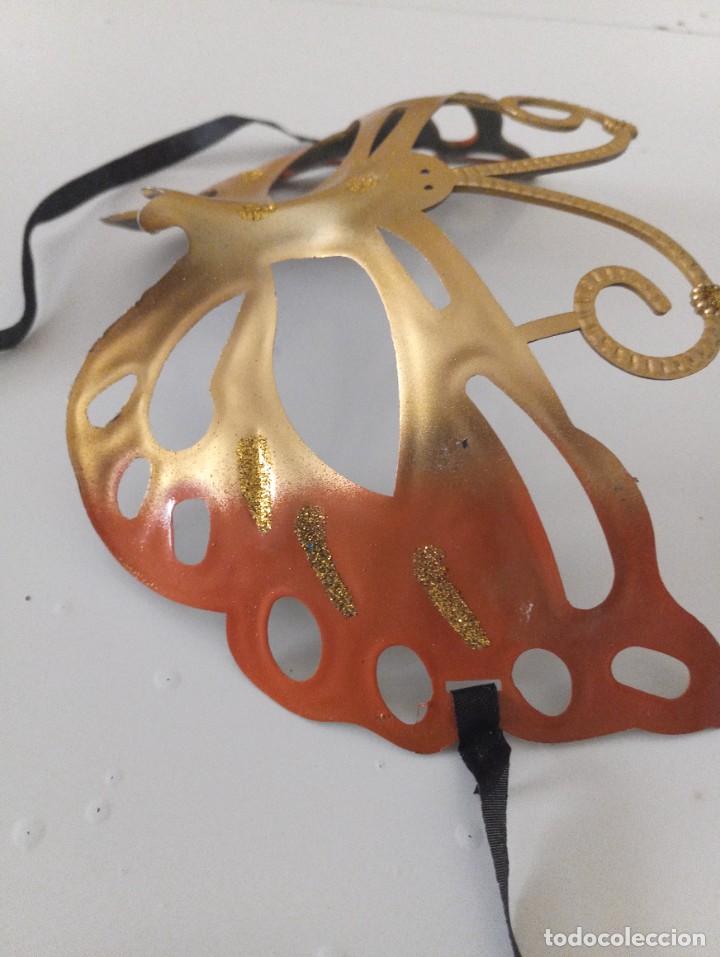 Nuevo: M&aacute;scara disfraz mariposa naranja y oro - Foto 2
