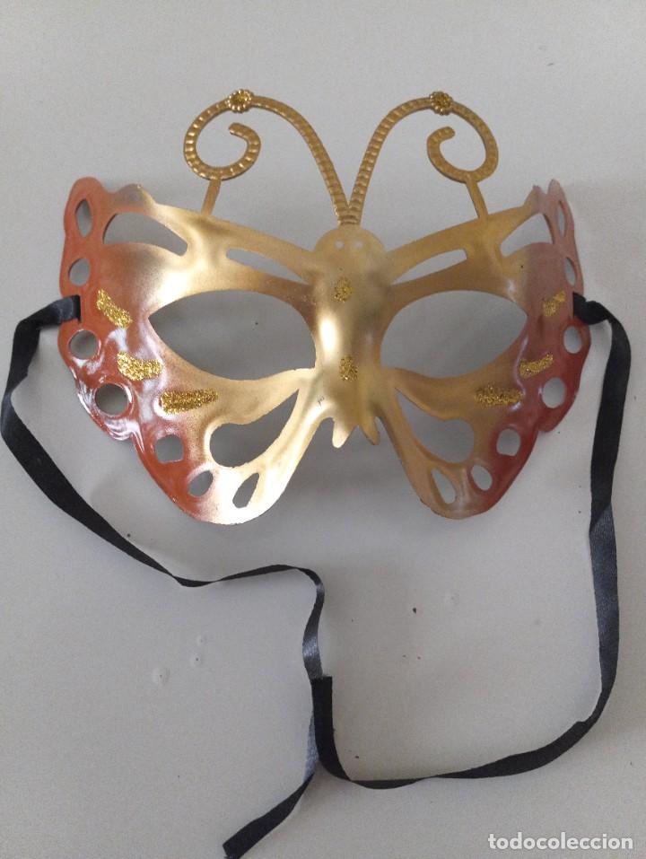 Nuevo: M&aacute;scara disfraz mariposa naranja y oro - Foto 3