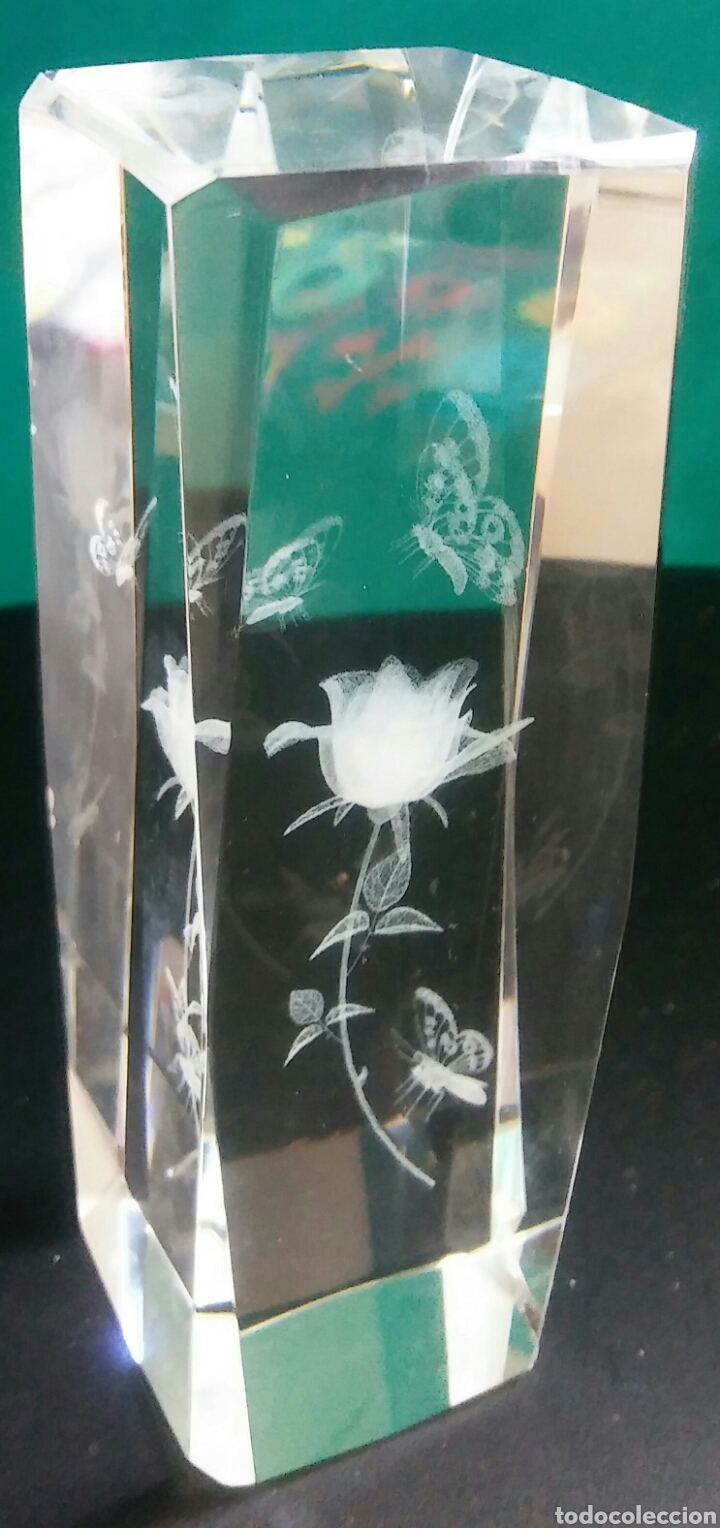 Nuevo: 3D cristal - cubo con rosa y mariposas - Foto 3