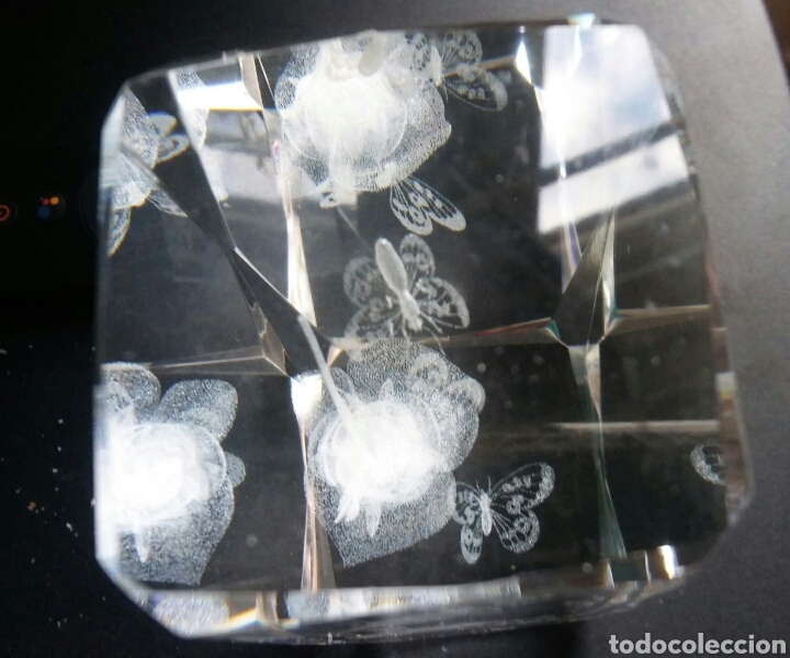 Nuevo: 3D cristal - cubo con rosa y mariposas - Foto 4