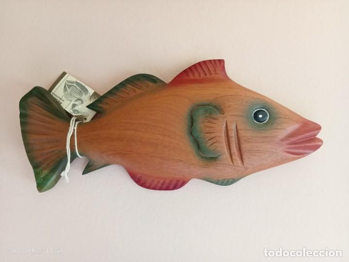 Nuevo: PEZ RONCADOR TALLADO EN MADERA Y PINTADO - Foto 1