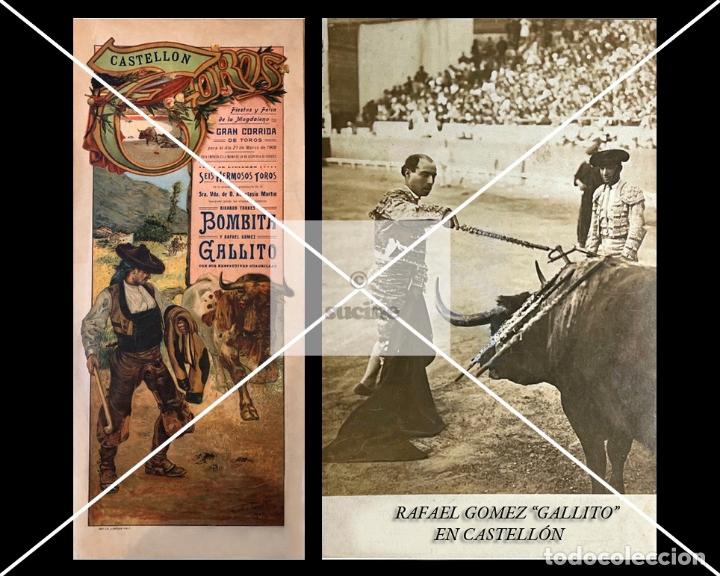 Neuf: CASTELLON EN EL RECUERDO MONTAJE CARTEL Y EL FAMOSO TORERO GALLITO EN 1909 TAMA&Ntilde;O 20X25