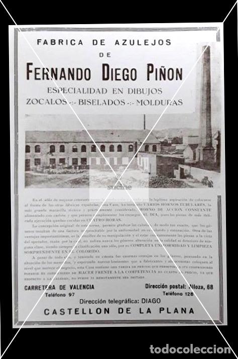 Neuf: CASTELLON EN EL RECUERDO PUBLICIDAD DE LA EMPRESA DE CERAMICA FERNANDO DIAGO PI&Ntilde;ON