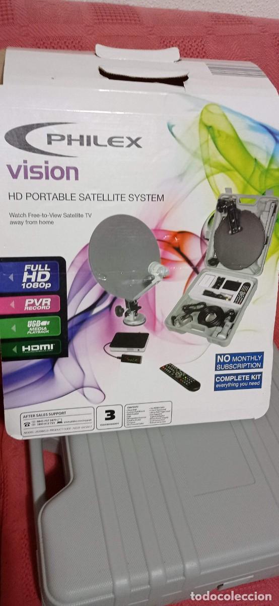 Neu: KIT COMPLETO DE ANTENA PARABOLICA PORTATIL NUEVO PHILEX VISOR