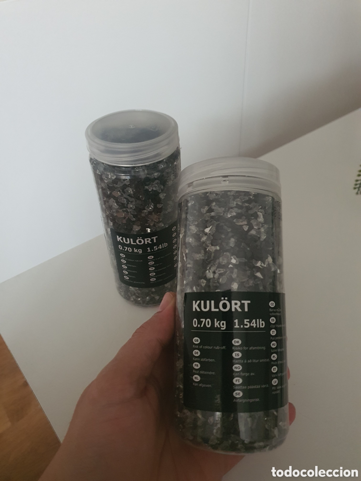 Neuf: Dos botes de vidrio trturado para decoracion