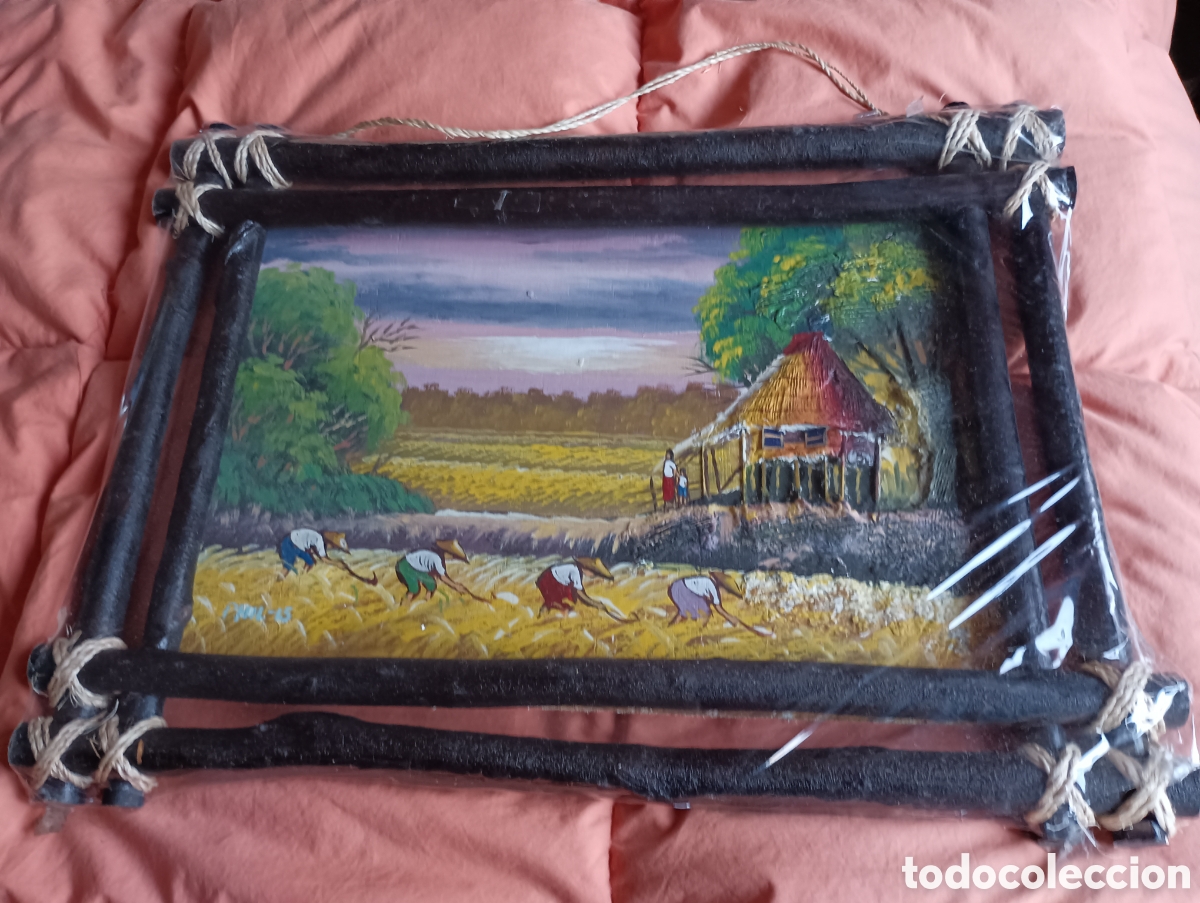 Nuevo: Cuadro de Campesinos Asi&aacute;ticos en campos - Foto 1