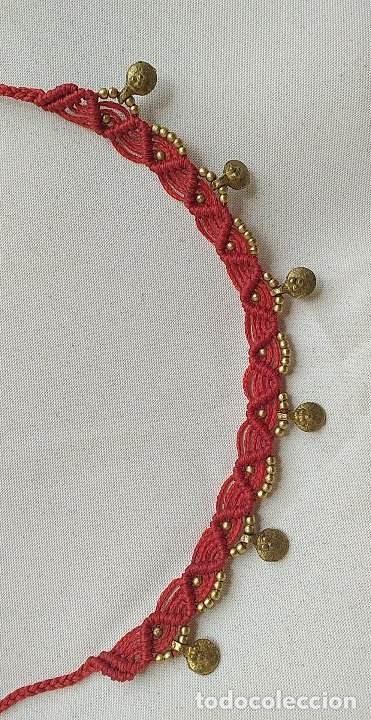Nuevo: Tobillera Artesanal de la India Rojo Granate - Foto 2