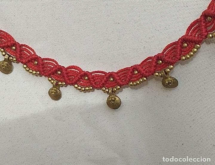 Nuevo: Tobillera Artesanal de la India Rojo Granate - Foto 3