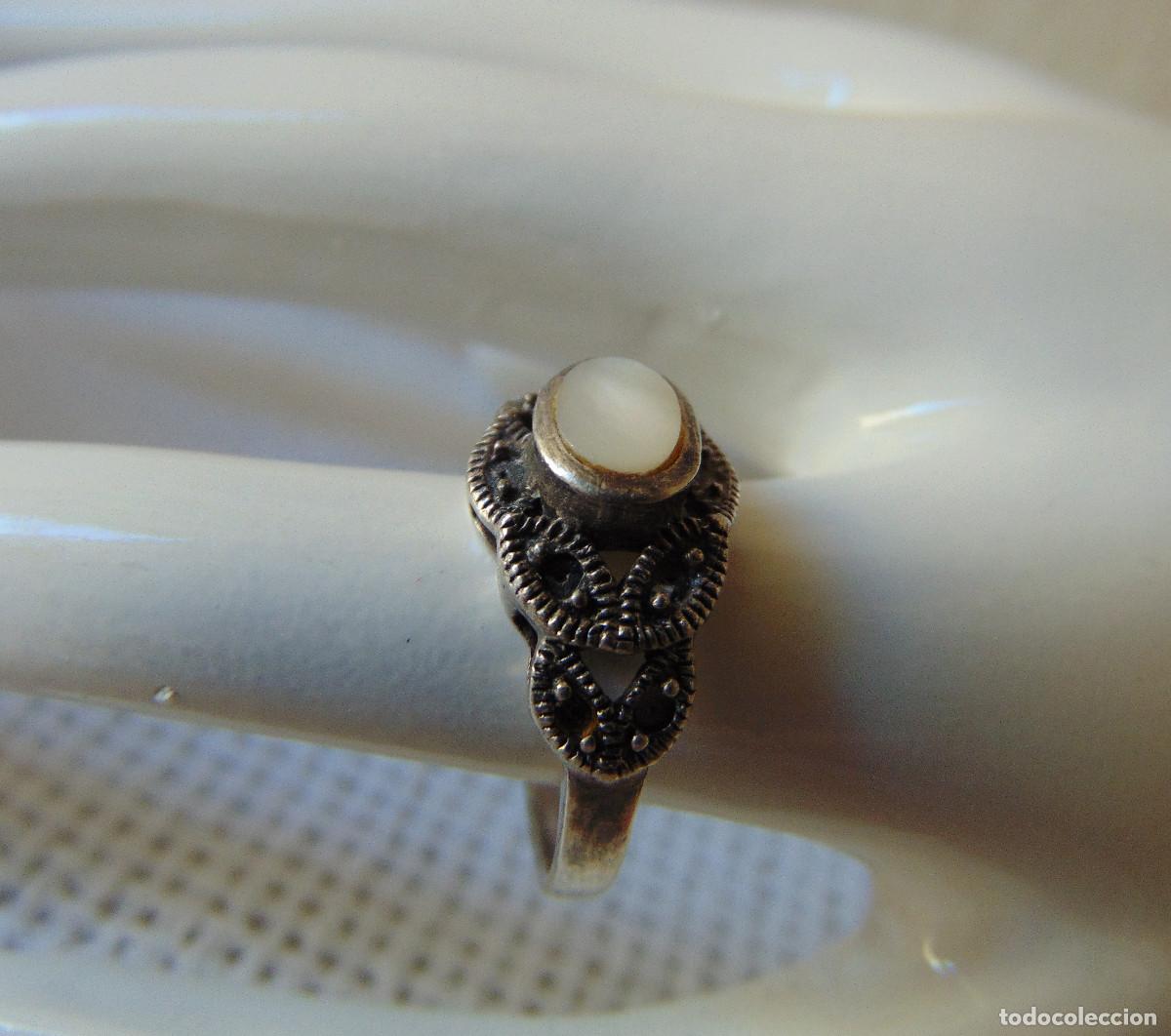 Nuevo: SORTIJA - ANILLO DE PLATA CON CONTRASTE Y NACAR- - Foto 2
