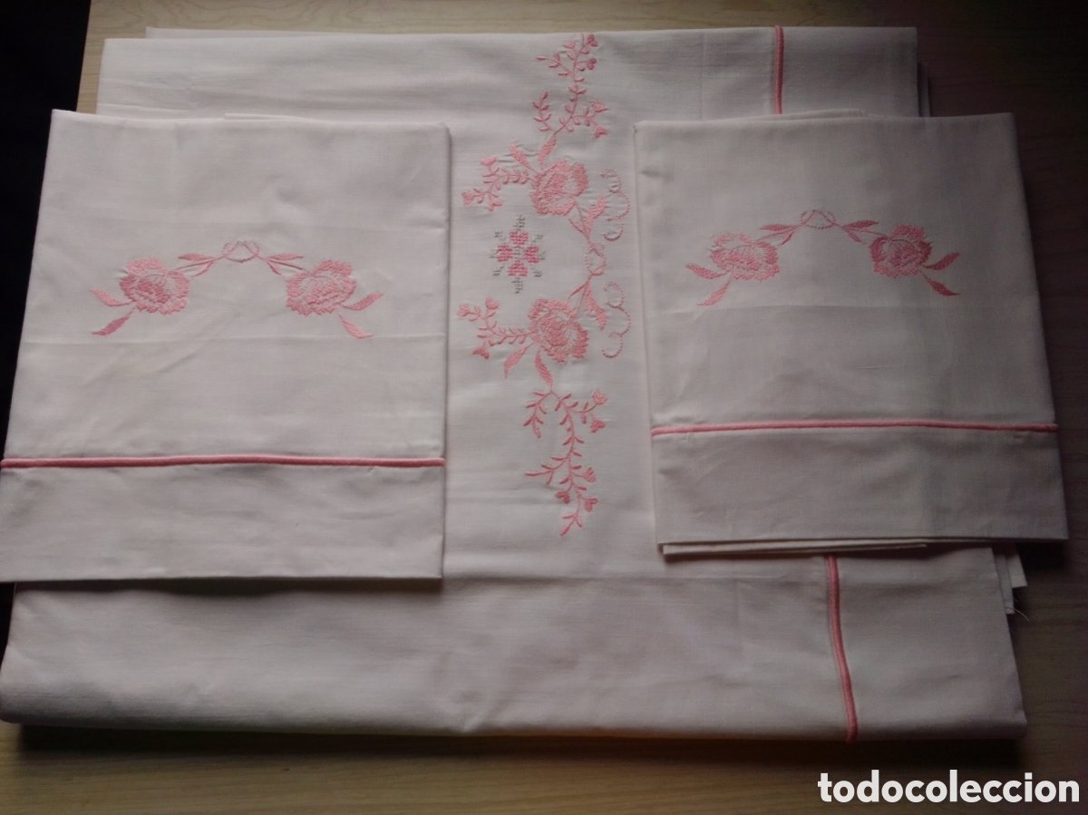 Nuevo: S&Aacute;BANA ALGOD&Oacute;N BORDADA (CAMA MATRIMONIO 135 cm.) - Foto 1