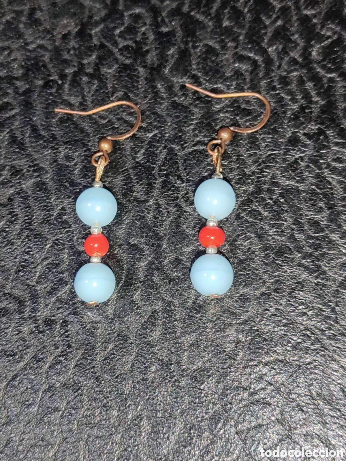 Nuevo: Pendientes de opalina azul y roja,estilo indio Navajo. - Foto 3