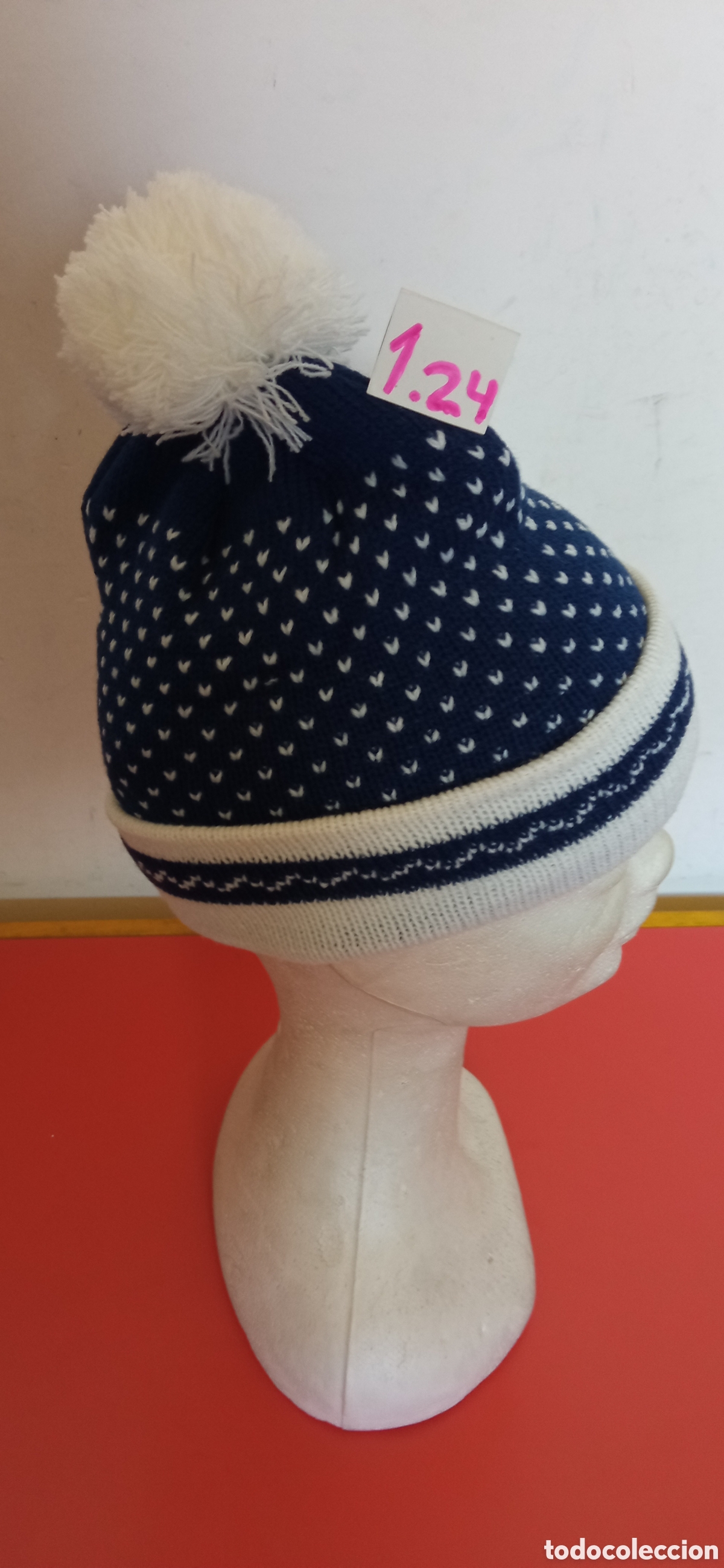 Nuevo: GORRO INFANTIL DE LANA AZUL/BLANCO 80S.NUEVO. - Foto 2