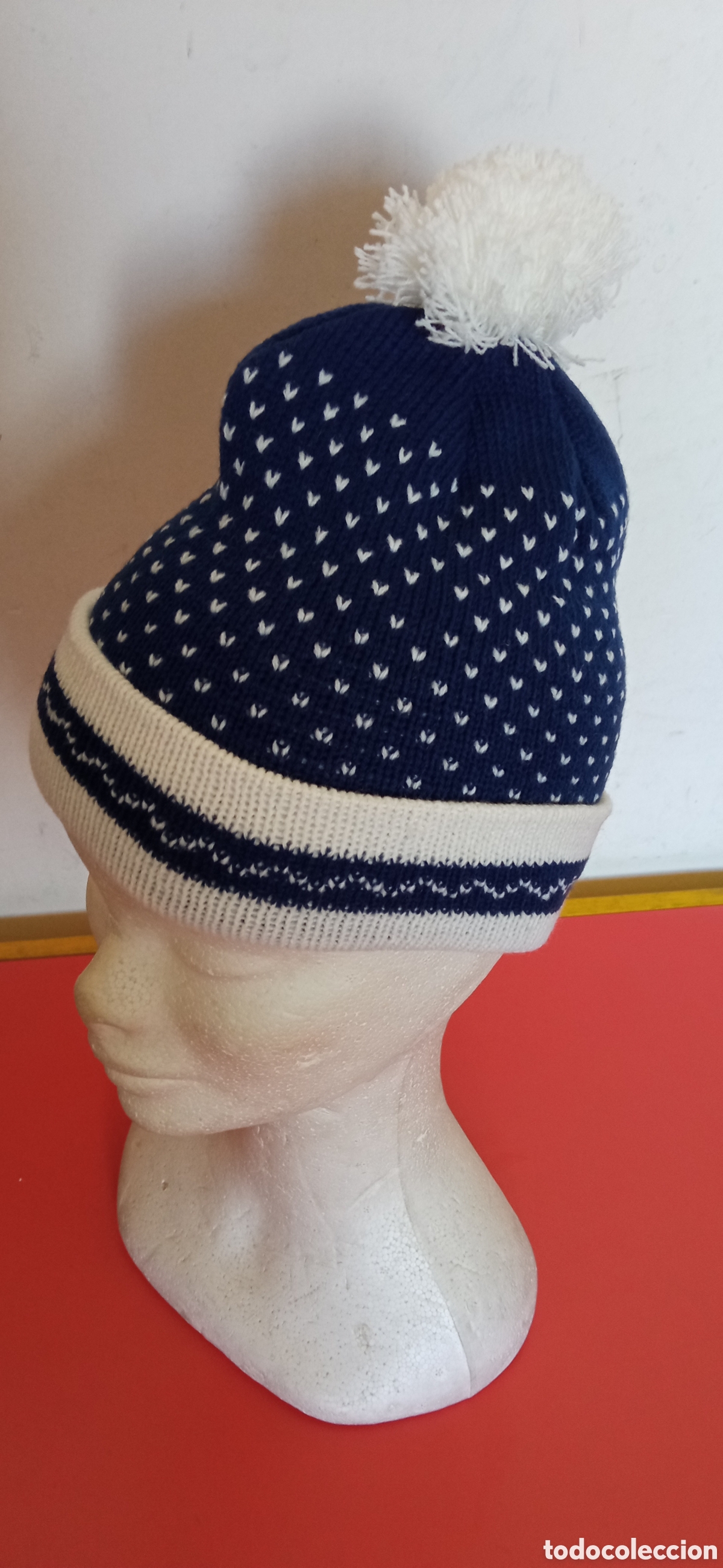 Nuevo: GORRO INFANTIL DE LANA AZUL/BLANCO 80S.NUEVO. - Foto 1