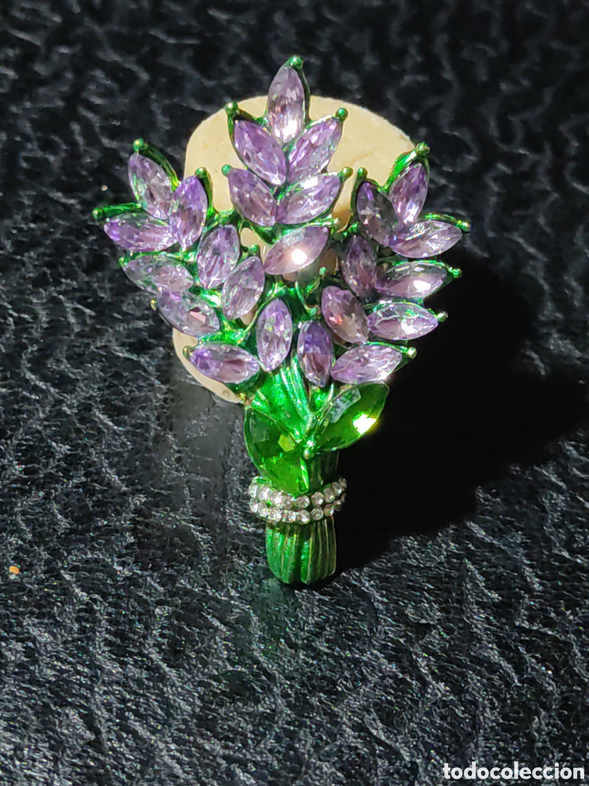 Nuevo: Bonito broche flor de lavanda con cristales. - Foto 2