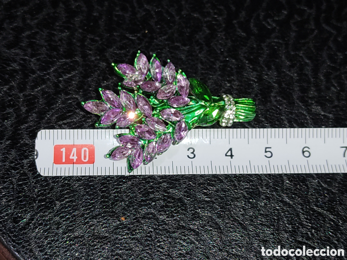 Nuevo: Bonito broche flor de lavanda con cristales. - Foto 3