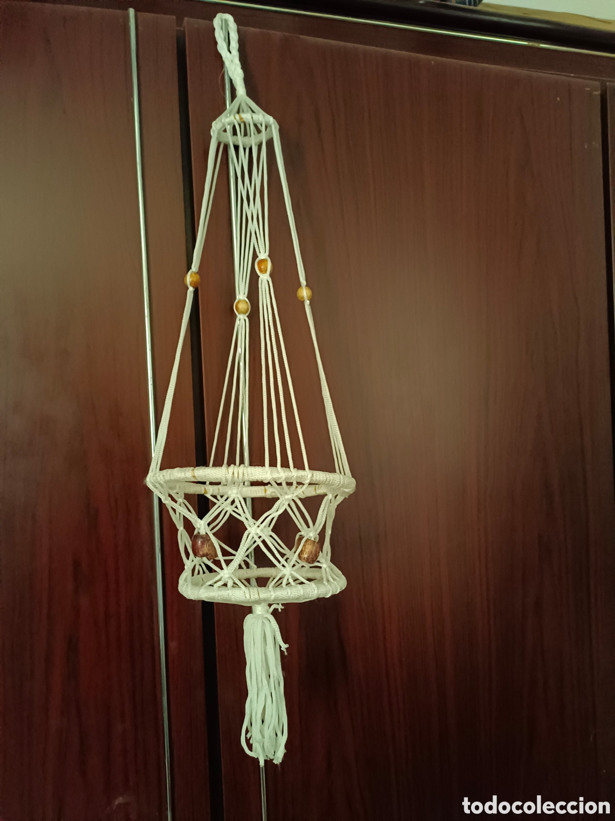 Nuevo: 3 macetas macram&eacute; de hilo blanco - Foto 1