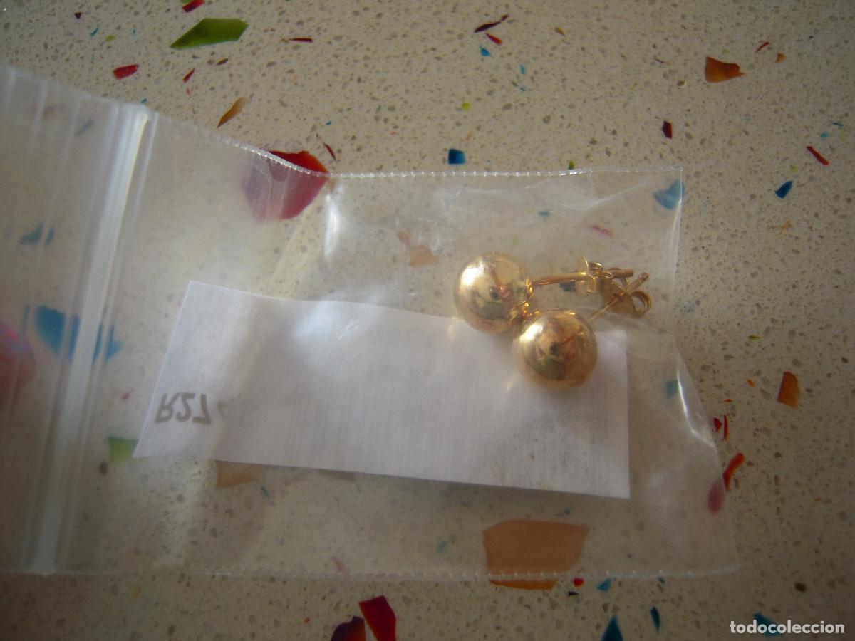Nuevo: Pendientes bola plata de ley 925 ba&ntilde;ada en oro - Foto 1