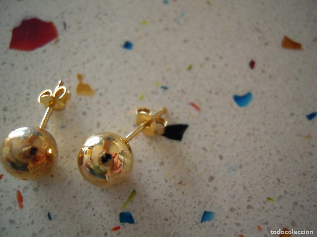 Nuevo: Pendientes bola plata de ley 925 ba&ntilde;ada en oro - Foto 2