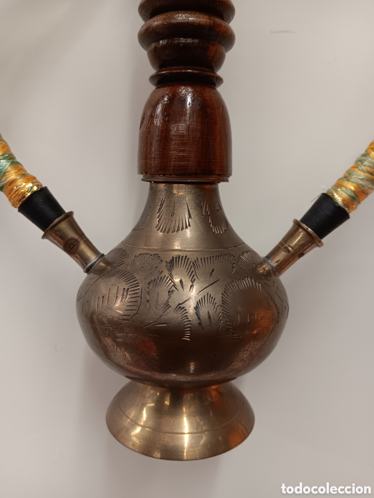 Nuevo: Cachimba de lat&oacute;n y madera. Decoracion 36 cm - Foto 2