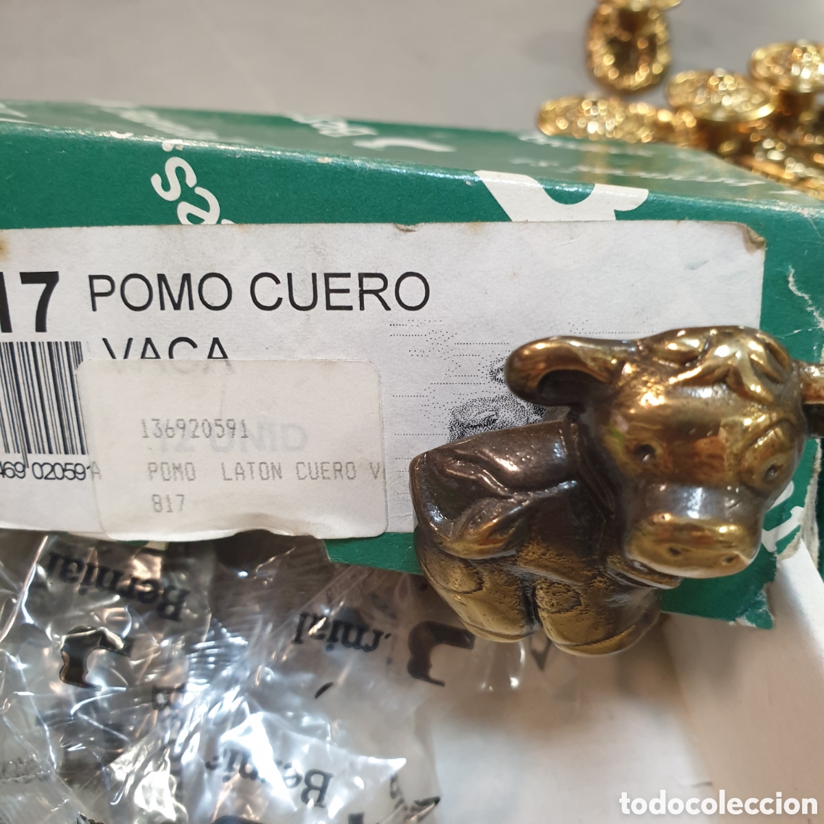 Nuevo: Pomo laton cuero VACA - Foto 3