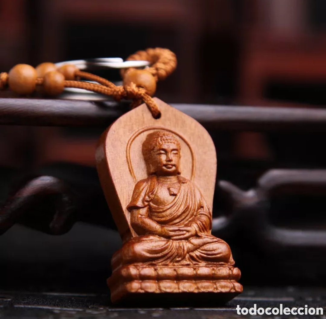 Nuevo: Llavero amuleto madera. Buda meditando. Protecci&oacute;n - Foto 1