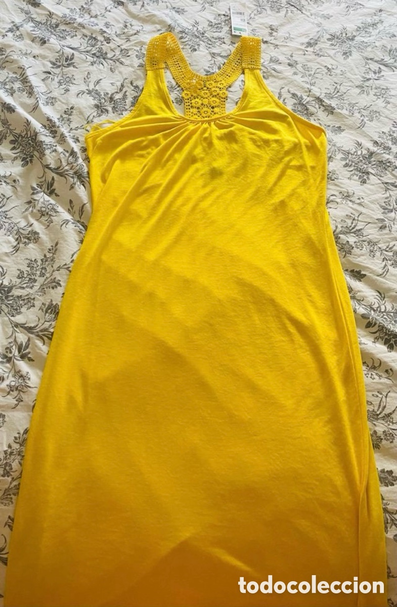 Nuevo: Vestido Largo Amarillo Benetton - Foto 1