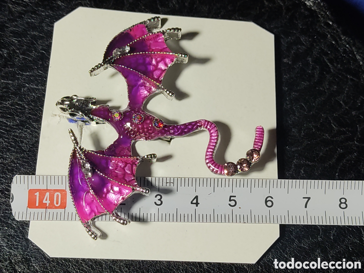 Nuevo: Broche drag&oacute;n esmaltado con circonitas - Foto 2