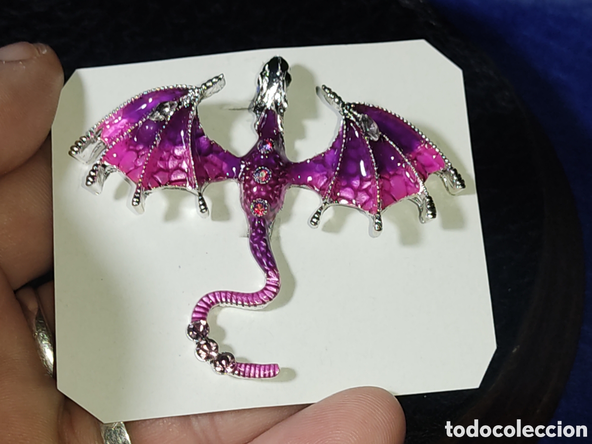 Nuevo: Broche drag&oacute;n esmaltado con circonitas - Foto 3