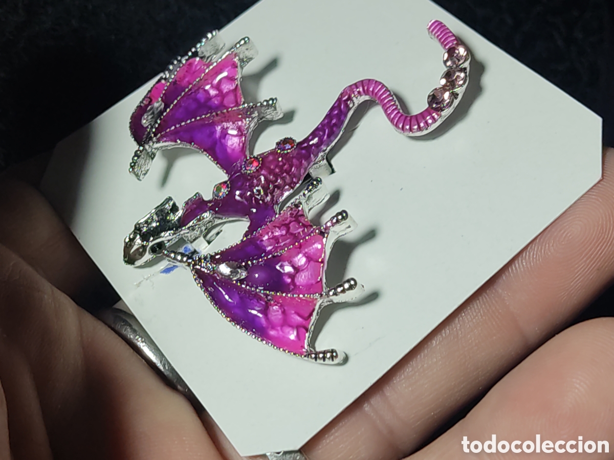 Nuevo: Broche drag&oacute;n esmaltado con circonitas - Foto 1