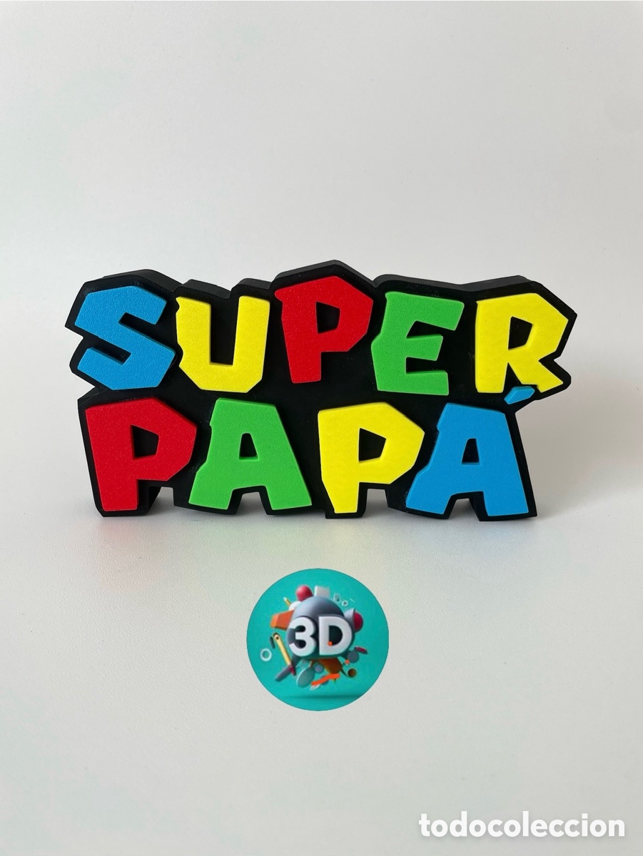 Nuevo: Logo S&uacute;per Pap&aacute; 3D de 20cm - Foto 1