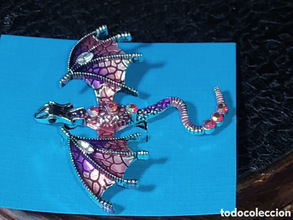 Nuevo: Broche drag&oacute;n esmaltado con circonitas. - Foto 3
