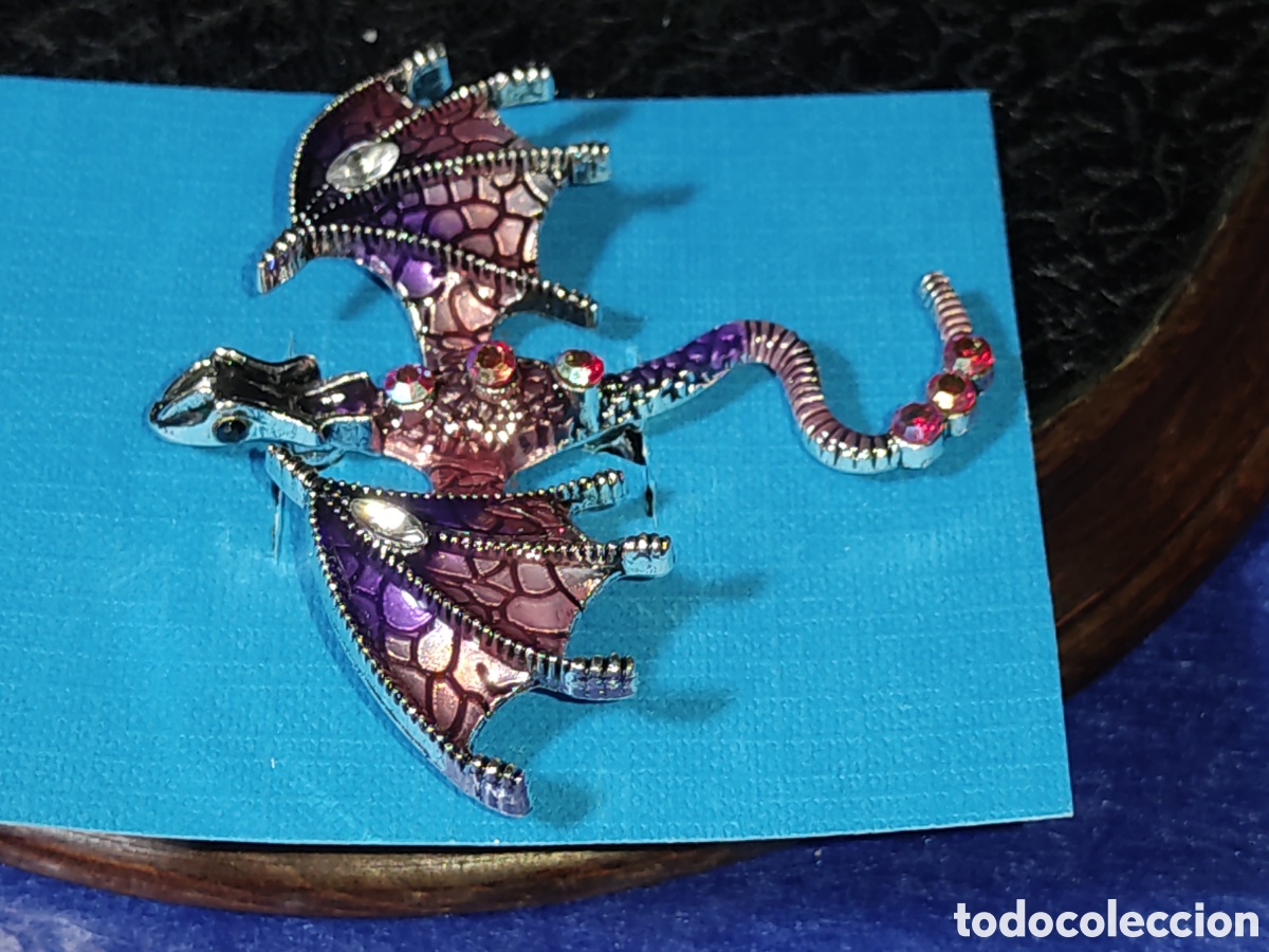 Nuevo: Broche drag&oacute;n esmaltado con circonitas. - Foto 1