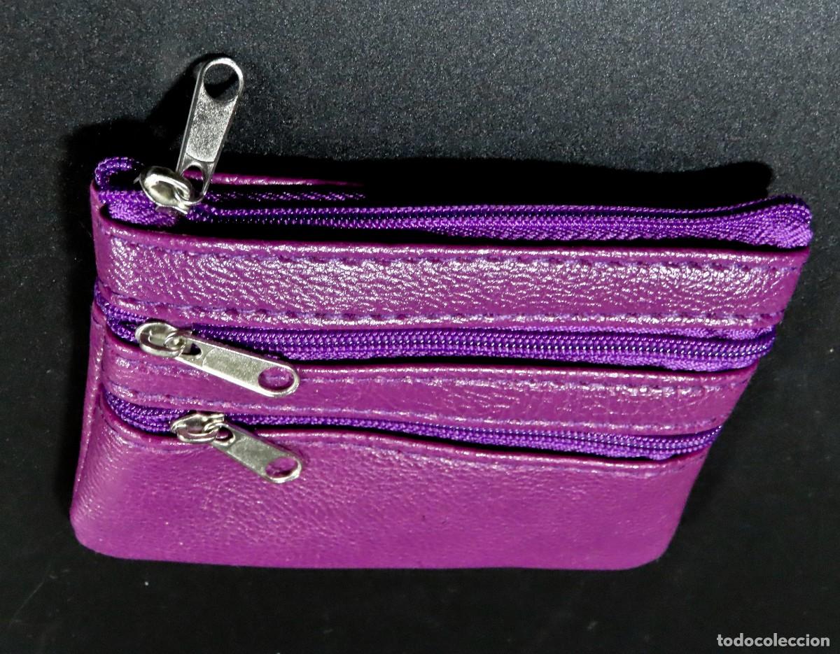 Nuevo: NUEVA ! CARTERA MONEDERO LLAVERO 4 COMPARTIMENTOS MORADA - Foto 3