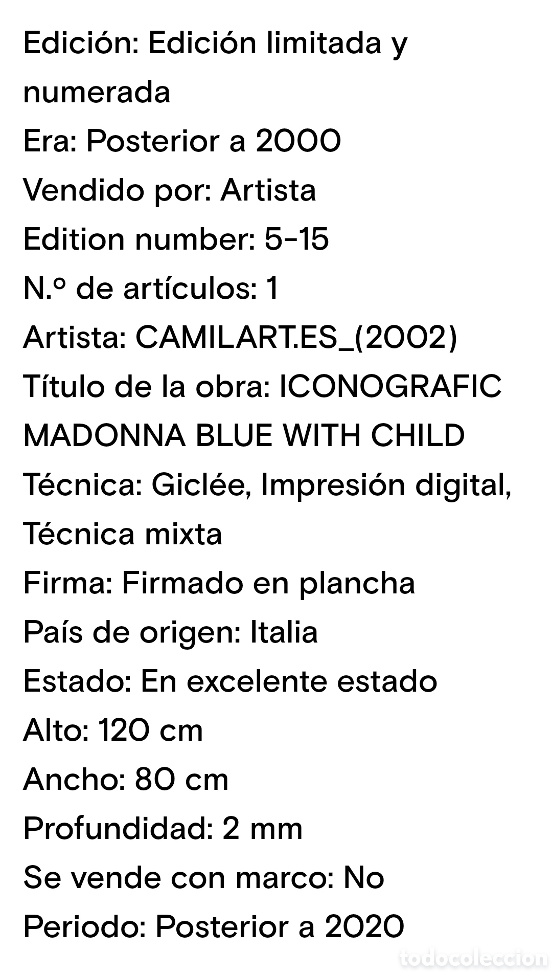 Nuevo: N 50 GICL&Eacute;E IMPRESI&Oacute;N DIGITAL MADONNA - Foto 5