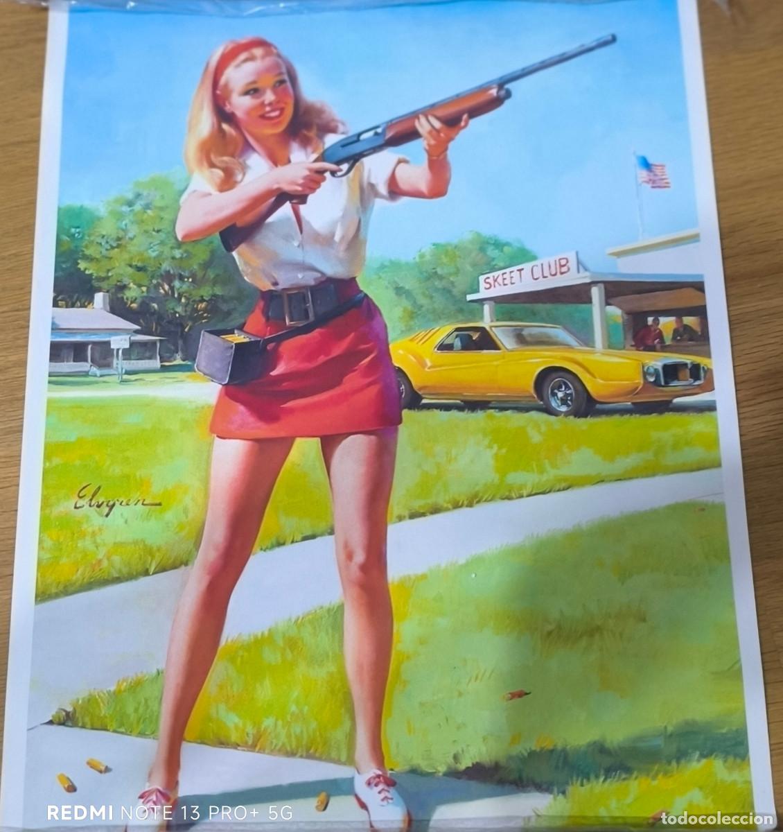 Nuevo: POSTER VINTAGE CHICA CON ESCOPETA - Foto 1