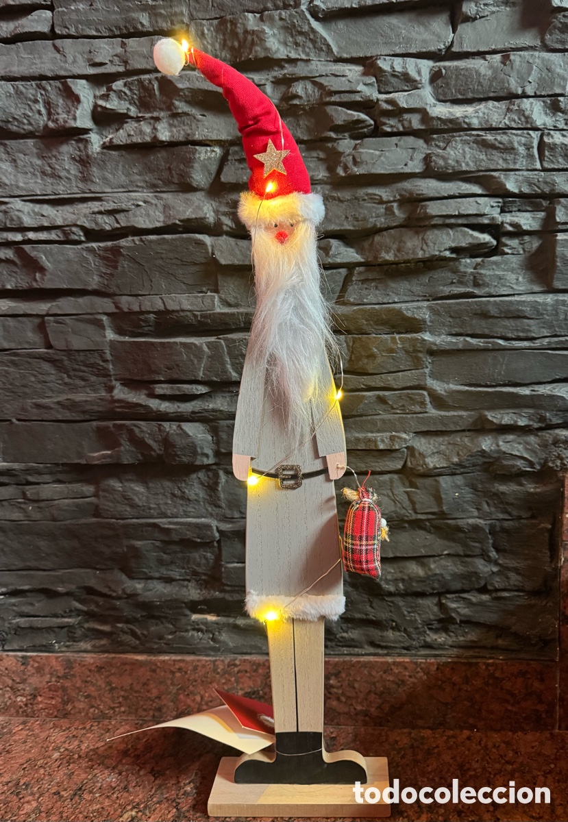 Nuevo: PAPA NOEL MADERA CON LUZ 60cm - Foto 3