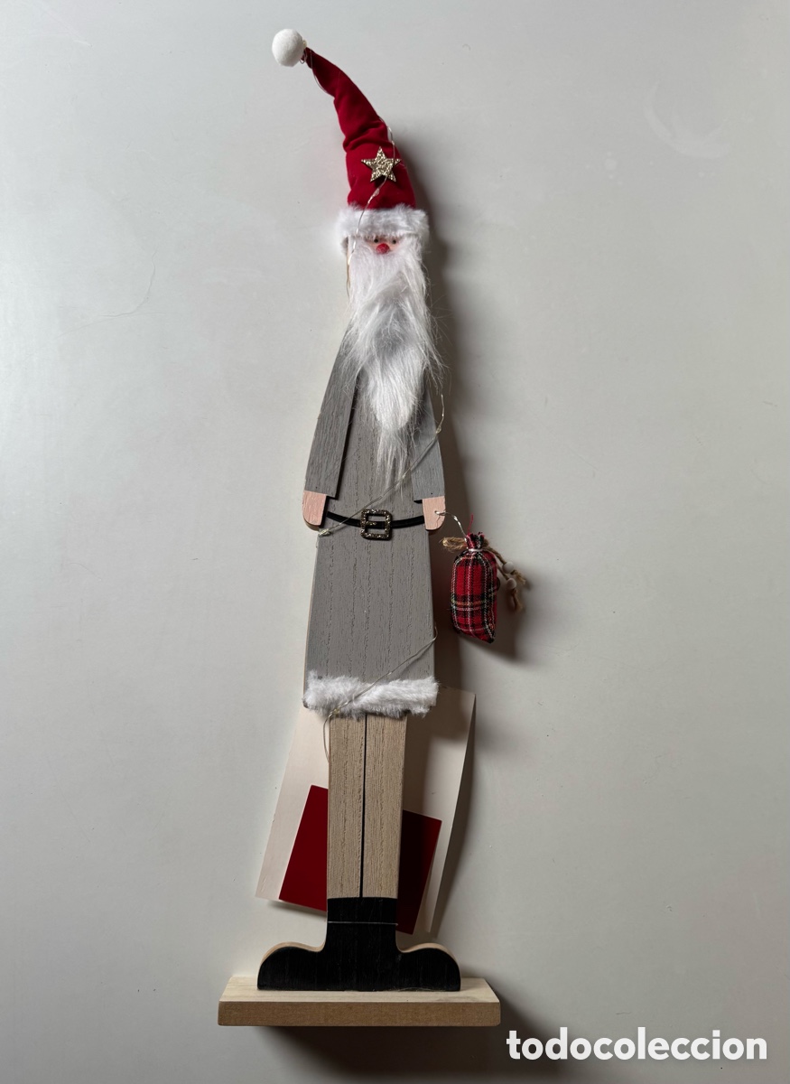 Nuevo: PAPA NOEL MADERA CON LUZ 60cm - Foto 1