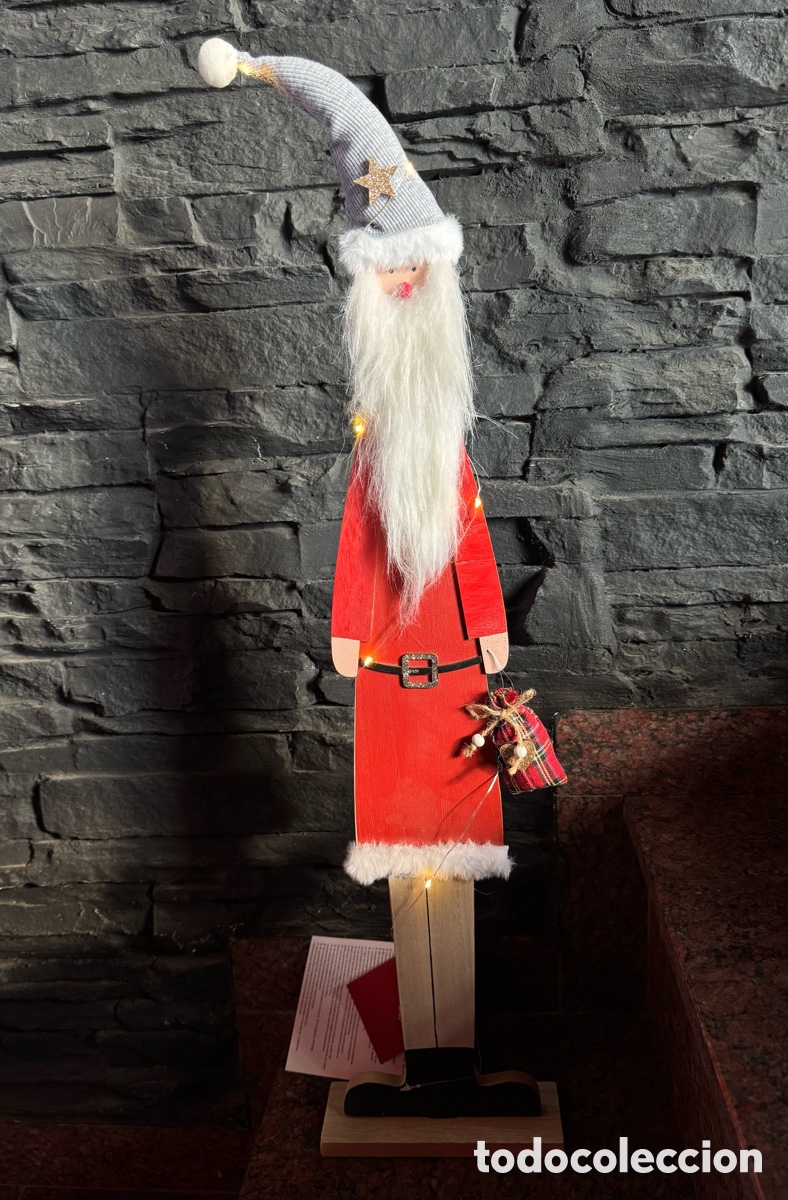 Nuevo: PAP&Aacute; NOEL MADERA CON LUZ 75cm - Foto 4