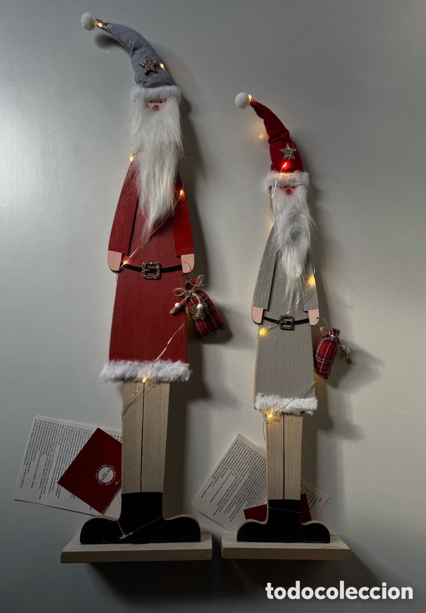 Nuevo: 2 PAP&Aacute; NOEL MADERA CON LUZ - Foto 2