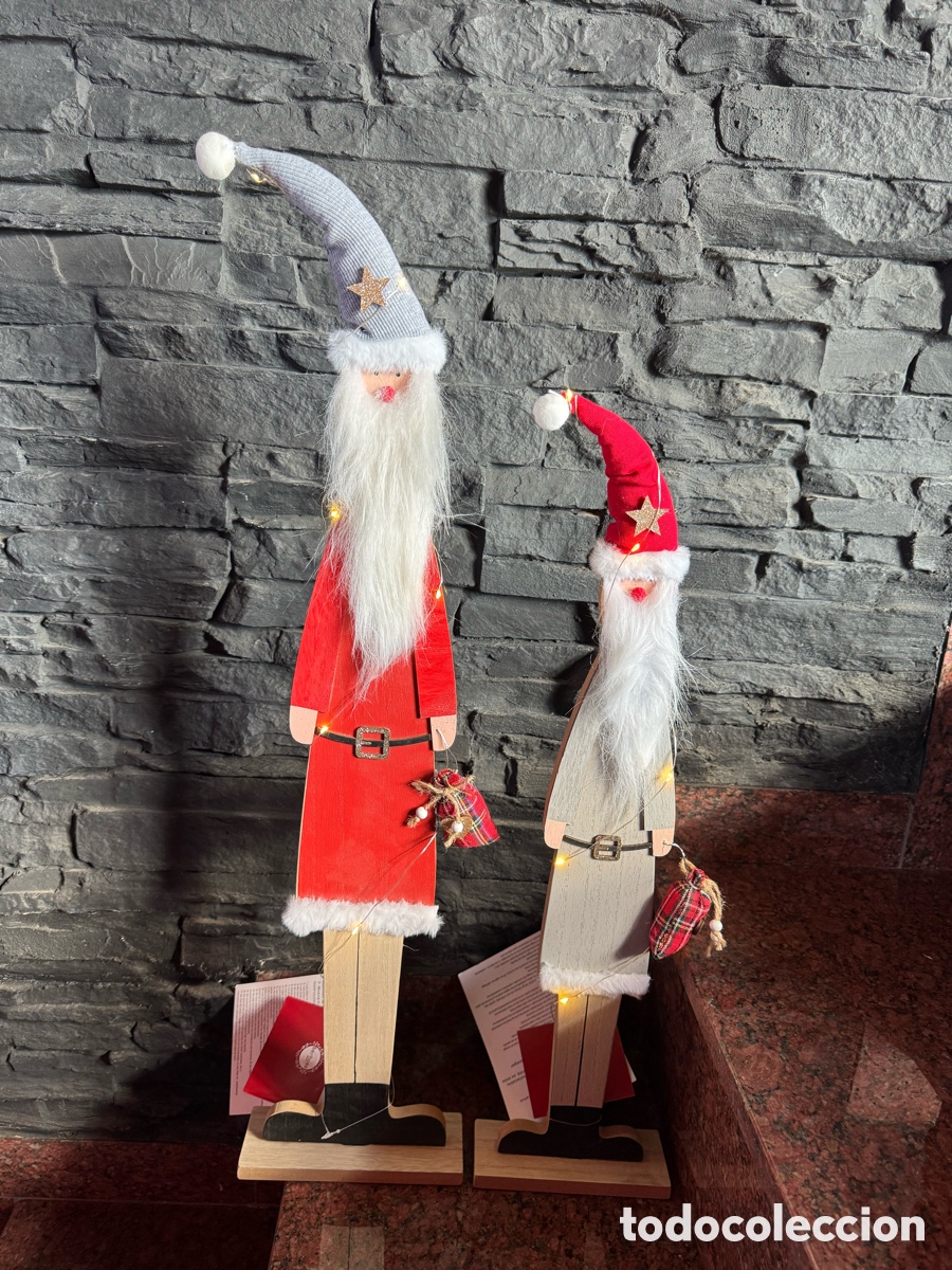 Nuevo: 2 PAP&Aacute; NOEL MADERA CON LUZ - Foto 3